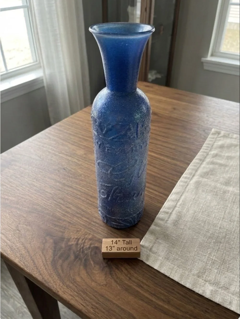 SO&SEWS Handcrafted Cobalt Blue Textured Accent Glass Vase